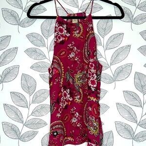 Anthropologie Paper Crane Blouse Top Tank Halter Fuchsia Pink‎ Purple Paisley